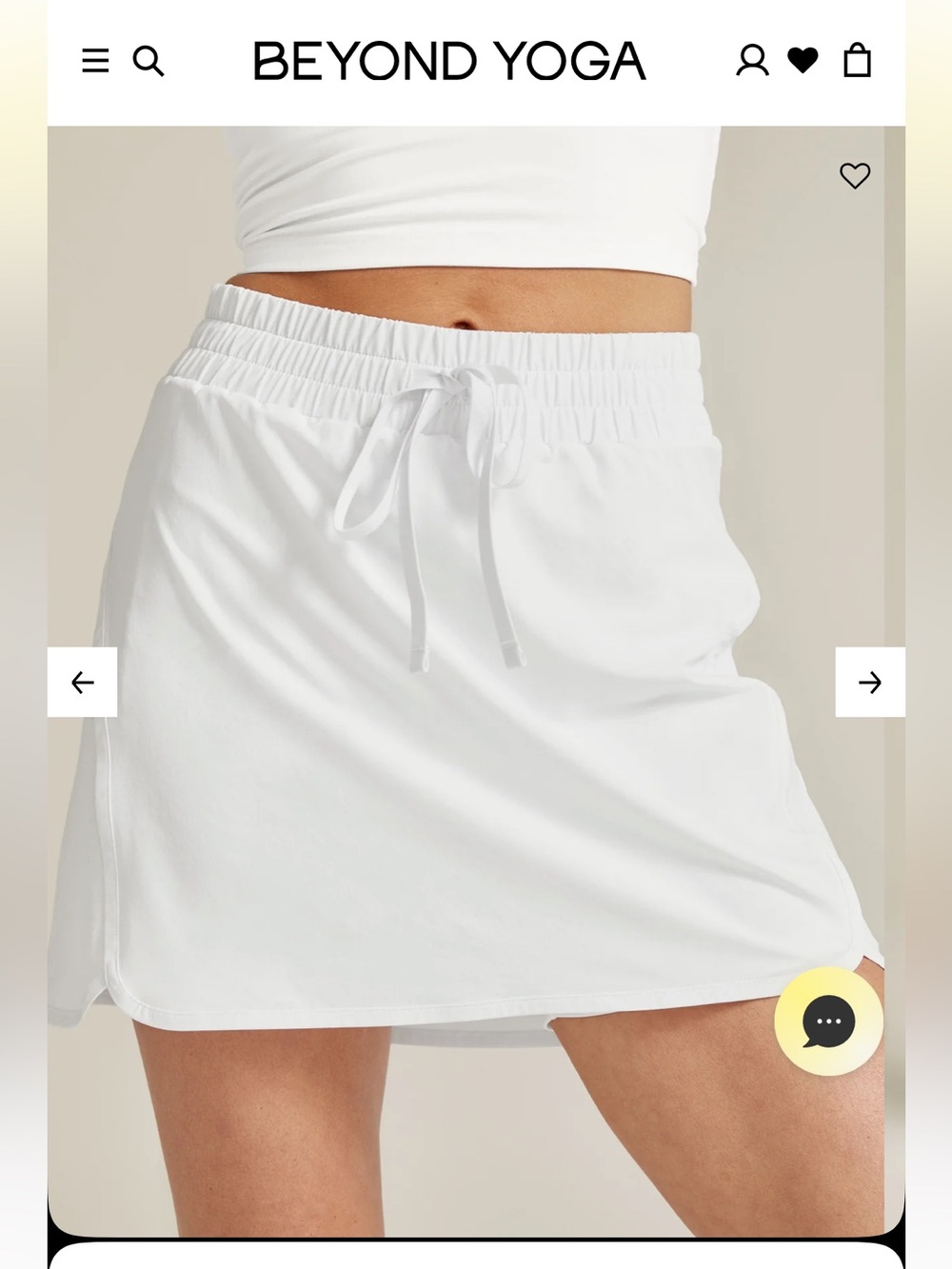 Beyond Yoga Stretch Woven In Stride Lined Skirt White Drawstring Skort Size M
